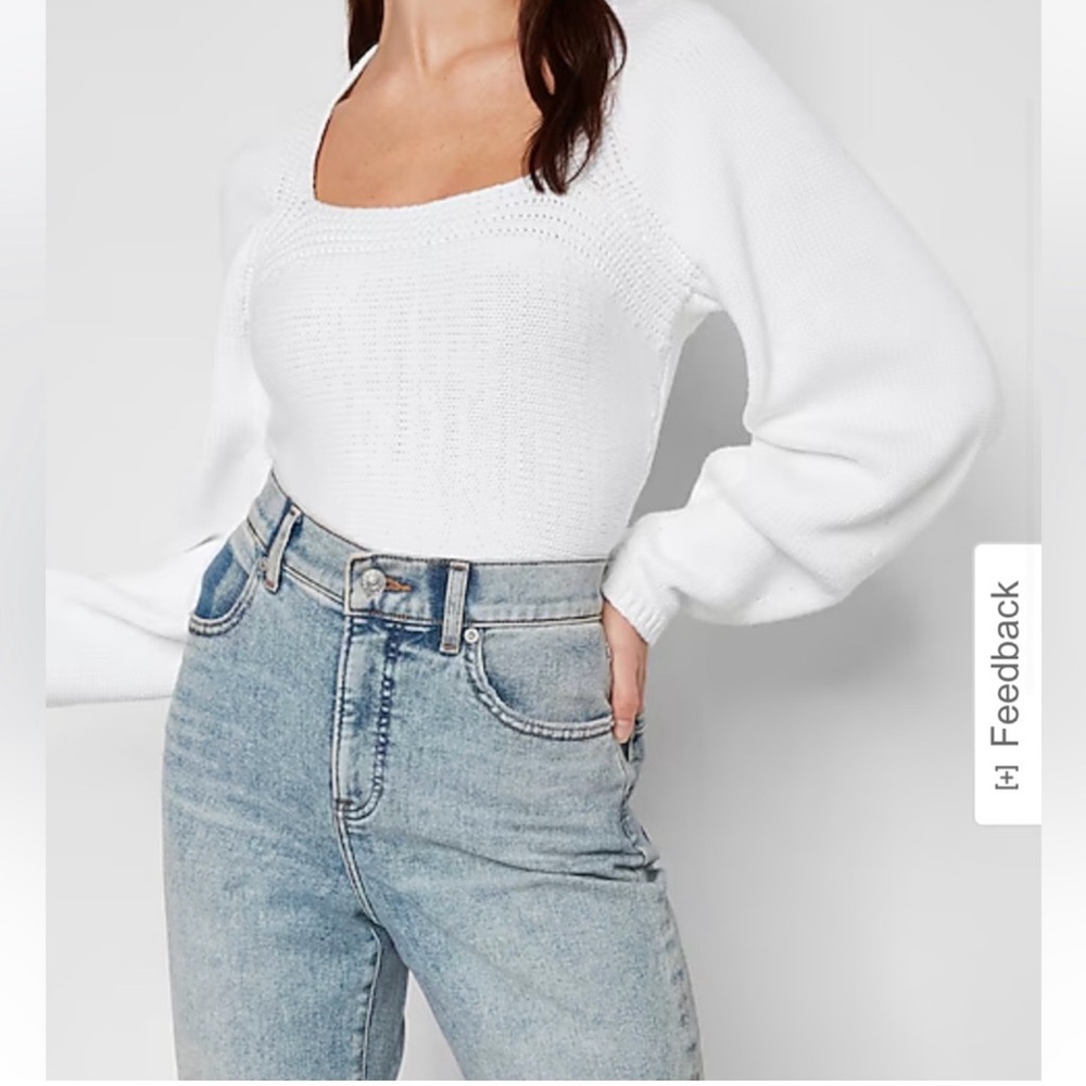 Express White Square Neck Sweater